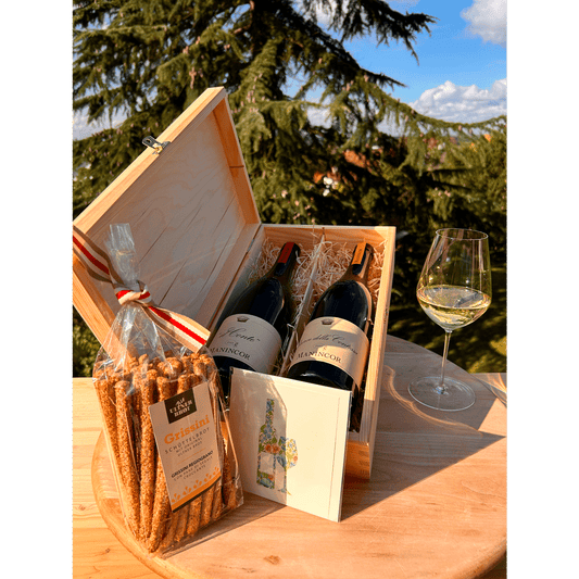 Manincor La Contessa und Il Conte- 2 Spitzen Cuvée aus Südtirol in edler Holzkiste als Weingeschenk 