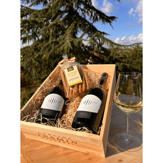 Holzbox Cantina Tramin Stoan und Loam - 2 Premium Cuvées aus Südtirol
